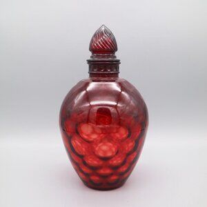 Vintage Wheaton Ruby Glass Reverse Honeycomb Decanter w/ Stopper in Ruby Red